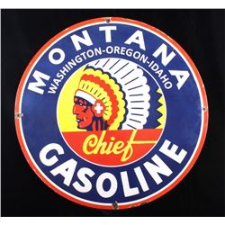 Montana Chief Gas Porcelain Enamel Sign Re-Make