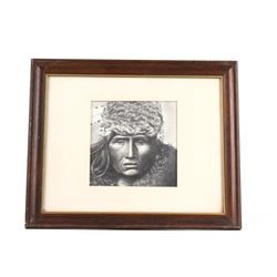 Original Graphite Portrait of Native Man by Smith