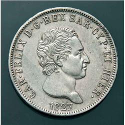 Sardinia - V.E. I - 5 L. 1827