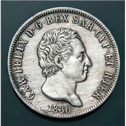 Sardinia - V.E. I - 5 L. 1830