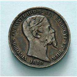 Sardinia - V.E. II - 1 L. 1859