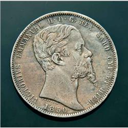 Sardinia - V.E. II - 5 L. 1850