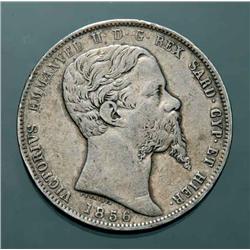 Sardinia - V.E. II - 5 L. 1856
