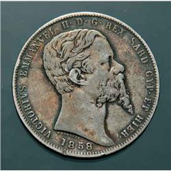 Sardinia - V.E. II - 5 L. 1858