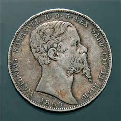 Sardinia - V.E. II - 5 L. 1860