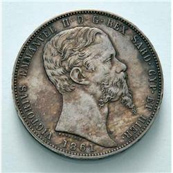 Sardinia - V.E. II - 5 L. 1861