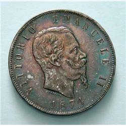 Italy - V.E. II - 5 L. 1874