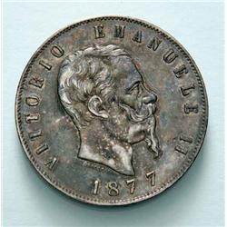 Italy - V.E. II - 5 L. 1877