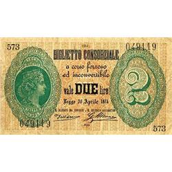 Italian Bankonotes - 2 L. 30/4/1874