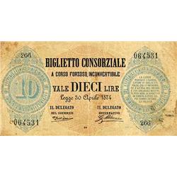 Italian Bankonotes - 10 L. 30/4/1874