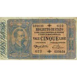 Italian Bankonotes - 5 L. 6/8/1889