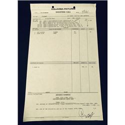 Starman (1984) - Production Call-Sheet