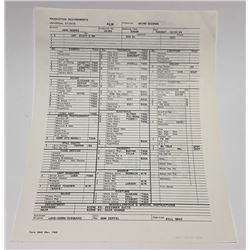 Weird Science (1985) - Production Used Call-Sheet