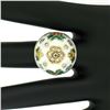 Image 3 : Antique 14K Yellow Gold Diamond White Blue Green Yellow Enamel Dome Floral Ring