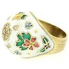 Image 5 : Antique 14K Yellow Gold Diamond White Blue Green Yellow Enamel Dome Floral Ring