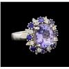 Image 1 : 14KT White Gold 4.75 ctw Tanzanite, Sapphire and Diamond Ring