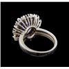 Image 3 : 14KT White Gold 4.75 ctw Tanzanite, Sapphire and Diamond Ring