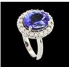Image 4 : 3.96 ctw Tanzanite and Diamond Ring - 14KT White Gold