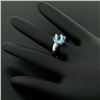 Image 3 : 14K White Gold 3.57 ctw Pave Diamond & Caged Checkerboard Oval Blue Topaz Ring