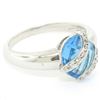 Image 7 : 14K White Gold 3.57 ctw Pave Diamond & Caged Checkerboard Oval Blue Topaz Ring