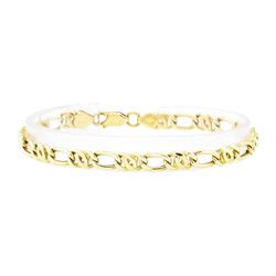 Fancy Figaro Link Bracelet - 18KT Yellow Gold