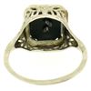 Image 5 : 1925 14k White Gold Prong Set Black Onyx Filigree Dinner Ring