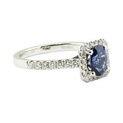 1.44 ctw Oval Brilliant Blue Sapphire And Diamond Ring - 18KT White Gold