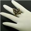 Image 3 : 14k Yellow Gold .90 ctw Round Diamond Black Enamel Marquise Cocktail Ring