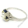 Image 2 : Antique Art Deco 18kt White Gold 0.65 ctw European Diamond and Sapphire Ring