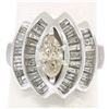 Image 4 : 14K White Gold 1.74 ctw Diamond Engagement Ring w/ Champagne Marquise Solitaire