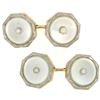 Image 1 : Men's Antique Art Deco Etched 14k Gold & Mother of Pearl Seed Octagon Cufflinks