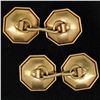 Image 4 : Men's Antique Art Deco Etched 14k Gold & Mother of Pearl Seed Octagon Cufflinks