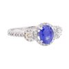 Image 1 : 1.64 ctw Sapphire And Diamond Ring - 18KT White Gold
