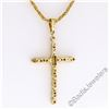 Image 6 : 18kt Yellow Gold 0.40 ctw Round and Baguette Diamond Cross Pendant Necklace