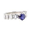Image 1 : 2.20 ctw Sapphire And Diamond Ring - 18KT White Gold