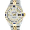Image 2 : Rolex Ladies 2 Tone Silver Diamond & Sapphire Datejust Wristwatch