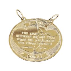 Mizpah Coin Pendant - 14KT Yellow Gold