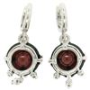 Image 5 : 14k White Gold 11.2 ctw Round Garnet Dangle Earrings w/ Brilliant Diamond Accent