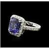 Image 1 : 14KT White Gold 6.14 ctw Tanzanite and Diamond Ring