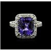 Image 2 : 14KT White Gold 6.14 ctw Tanzanite and Diamond Ring