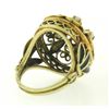 Image 5 : 14k Yellow Gold Opal Pearl Black Enamel Large Dome Ladies Cocktail Ring