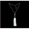 Image 1 : Leather Tassel Chain Necklace - Gold Plated