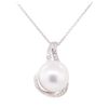 Image 1 : 0.40 ctw Diamond and Pearl Pendant with Chain - 14KT White Gold