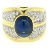 Image 1 : 18kt Yellow Gold 6.50 ctw GIA Certified Sapphire and Diamond Wide Band Ring