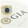 Image 5 : 18kt Yellow Gold 6.50 ctw GIA Certified Sapphire and Diamond Wide Band Ring