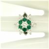 Image 5 : 14k White Gold 2.25 ctw Round Emerald & Diamond Ladies Star Cluster Cocktail Rin
