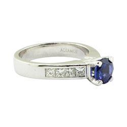2.01 ctw Round Mixed Blue Sapphire And Diamond Ring - Platinum