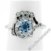 Image 3 : Art Deco 14kt White Gold 1.45 ctw Round Aquamarine and Diamond Cocktail Ring