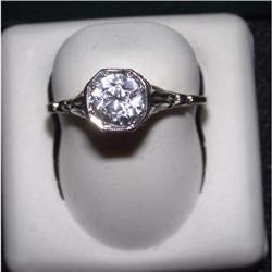 Art Deco Diamond solitaire filigree ring Estate#1126201