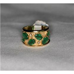 Estate Columbian Emerald Diamond Ring 14kt gold#1126209